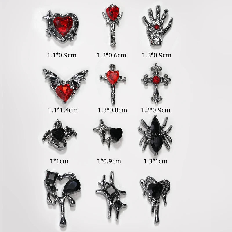 Retro Nail Art Jewelry Cross Spider Heart Pattern DIY Nail Decoration Accessories