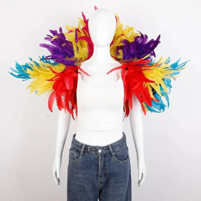 Unisex Feather Shawl for Costume Role Play and Party Wear