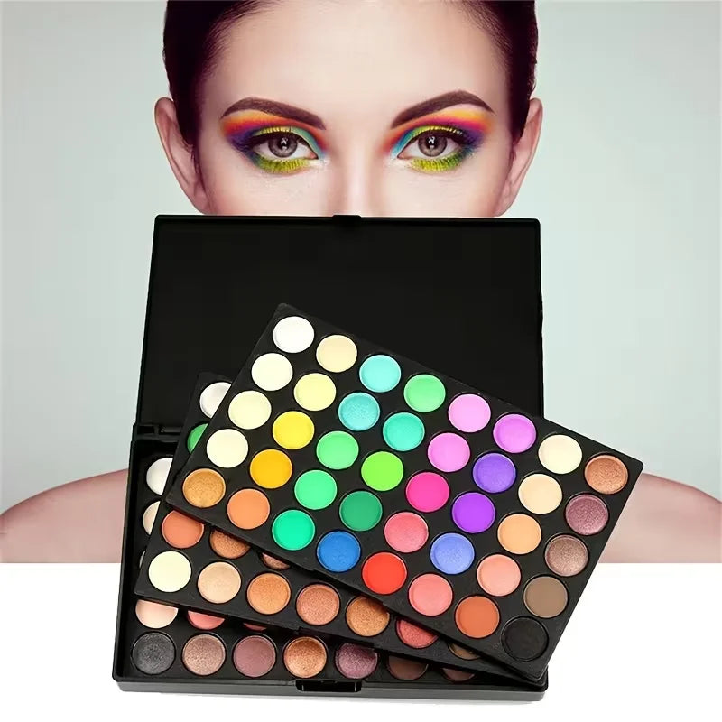 120 Color Eyeshadow Palette - 3-in-1 Matte, Shimmer, Glitter Long Lasting Waterproof Makeup