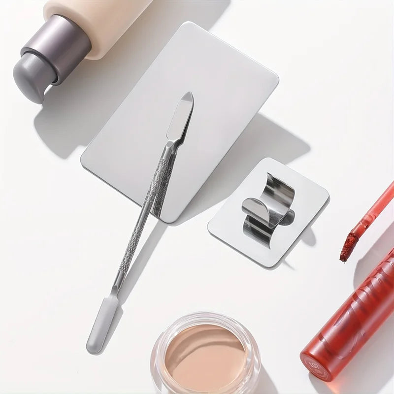 Makeup Mixing Palette with Spatula - Stainless Steel Cosmetic Tool for Foundation & Nail Art - Multiple Colors