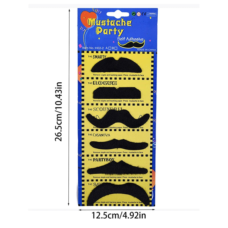 6 Pack Black Fake Beards for Pirates, Disguises & Costumes
