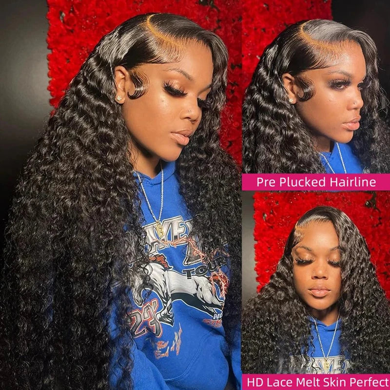 Deep Wave 13x4/6 Lace Frontal Human Hair Wig 200 Density Water Curly for Women