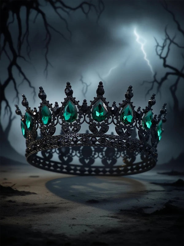 Vintage Black Crystal Rhinestone Tiaras and Crowns for Halloween Cosplay Hair Accessories