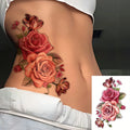 Big Size Romantic Rose Flower Temporary Tattoo Stickers for Women & Girls