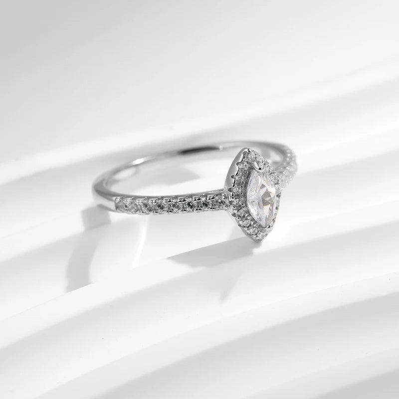 Luxury Marquise CZ Silver Ring for Women Wedding Engagement Jewelry - Multiple Sizes
