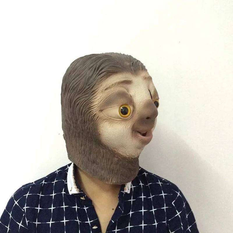 Funny Latex Sloth Mask for Halloween Party Dress Up Animal Headset Costume