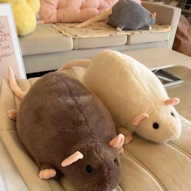 Cute Plush Rat Doll with Flower Branch - Oversized Animal Toy for Kids & Adults