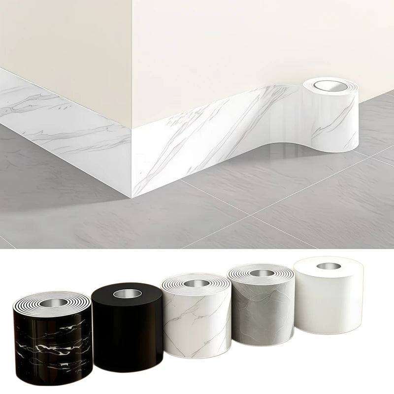 Self-Adhesive PVC Marble Baseboard Sticker Waterproof Skirting Protector for Corners & Windowsills