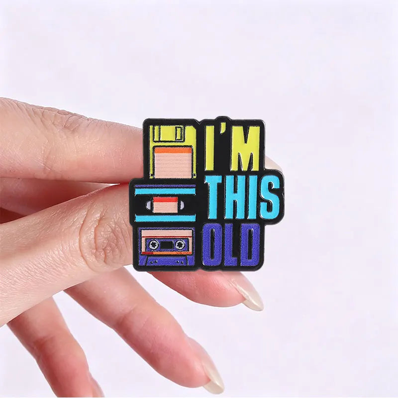 Vintage Digital Disk CD Cassette Enamel Pin 90s Retro Brooch Jewelry
