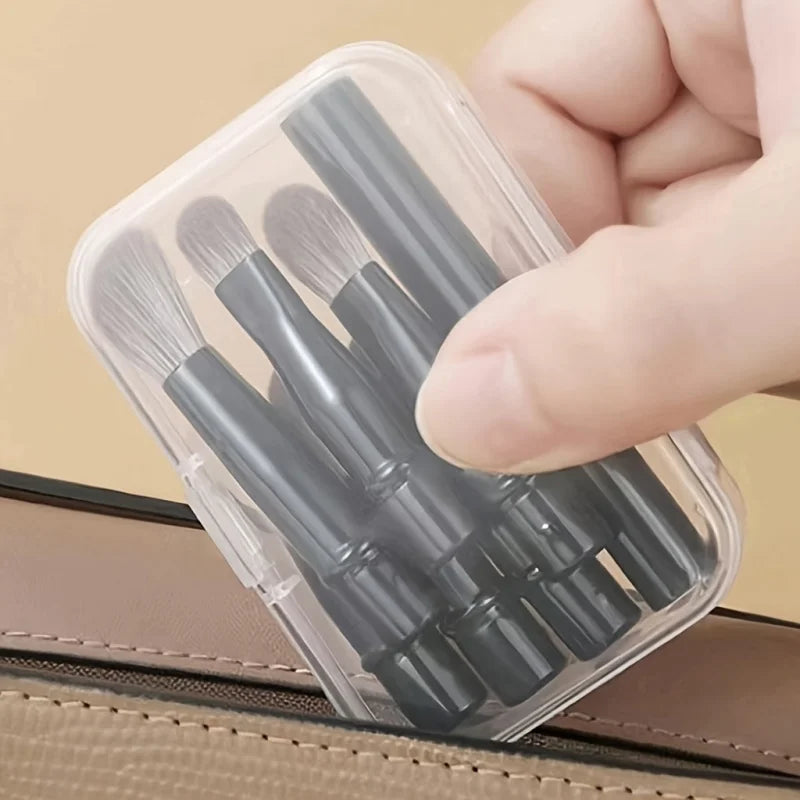 6-Piece Portable Makeup Brush Replacement Head Set with Nose Shadow Brush - Travel-Friendly