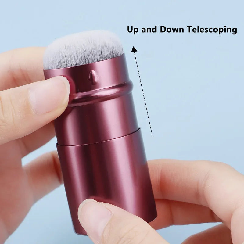 Retractable Kabuki Foundation Brush Travel Makeup Tool for Liquid, Cream & Powder