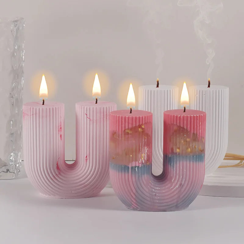 U Shape Candle Silicone Mold for DIY Candle Making and Craft Projects