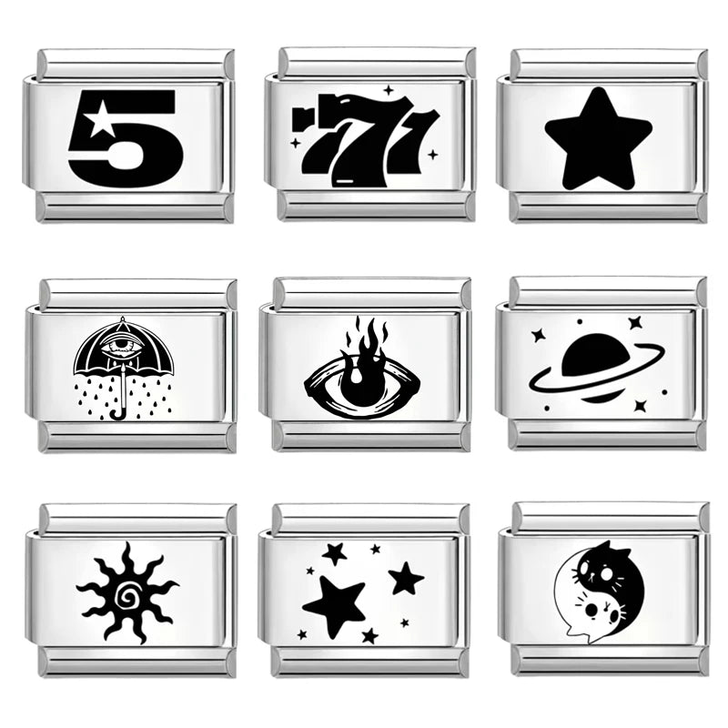 Laser Engraving Charm Bracelet Links DIY Jewelry Making Supplies - 9mm Stainless Steel