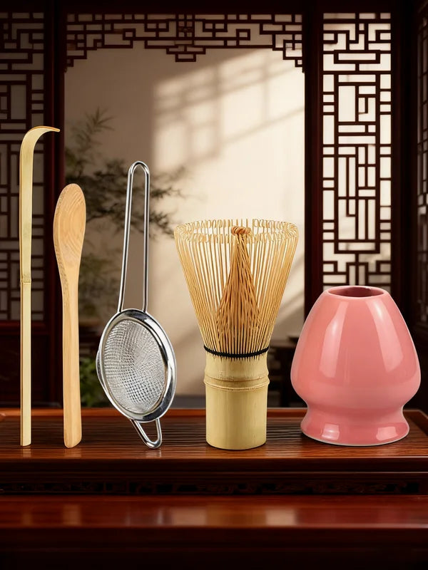 Matcha Whisk Set with Tea Strainer & Accessories - Bamboo Starter Kit