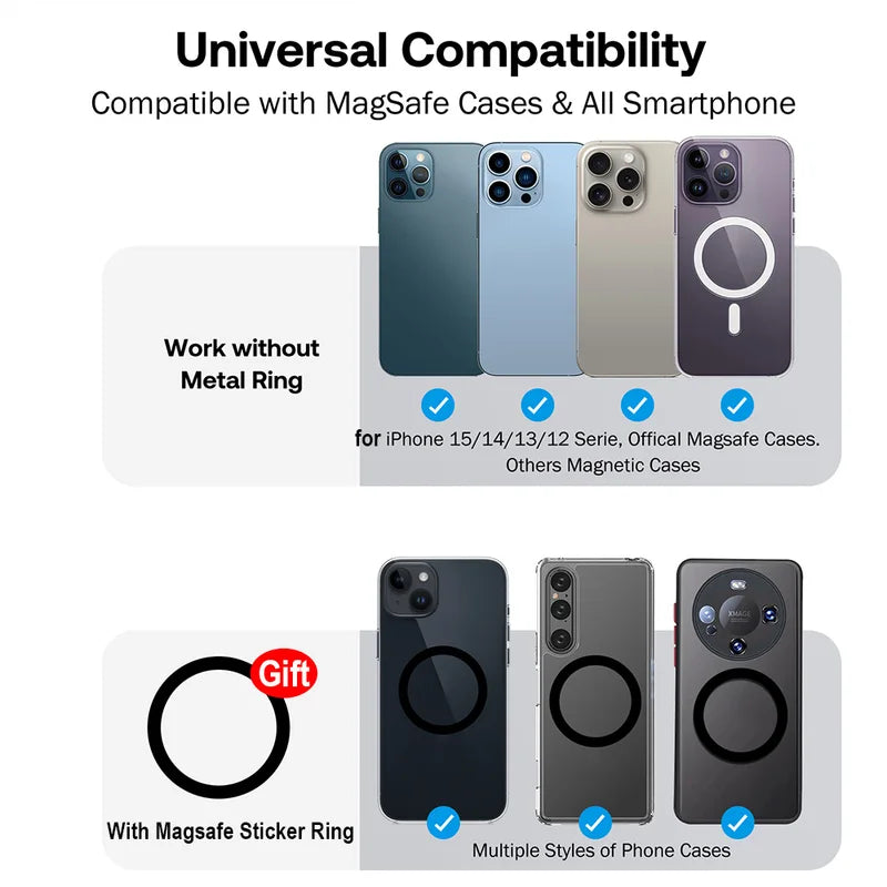 Universal Magnetic Phone Grip Holder with Silicone Finger Stand for iPhone & Smartphones