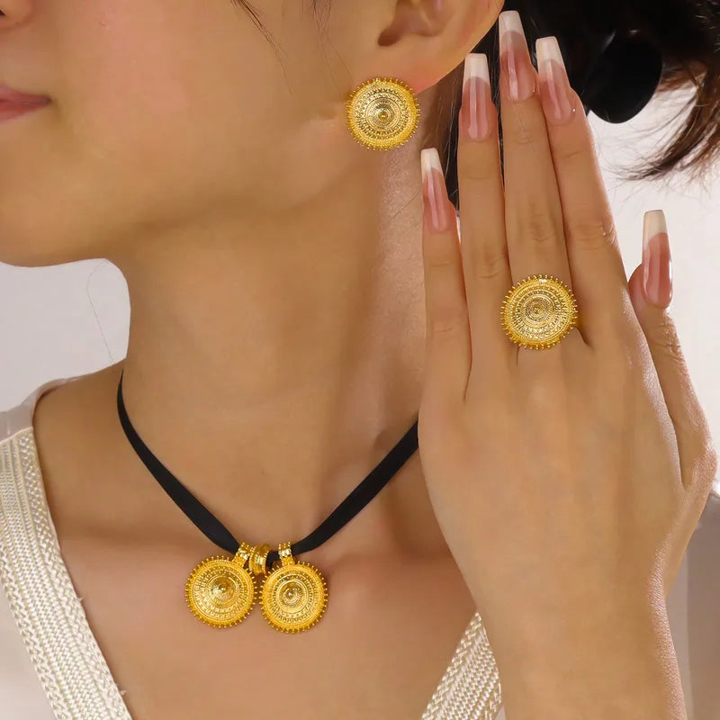Fashion Jewelry Set with Necklace Earrings Ring Pendant for Wedding Bridal Party Gift