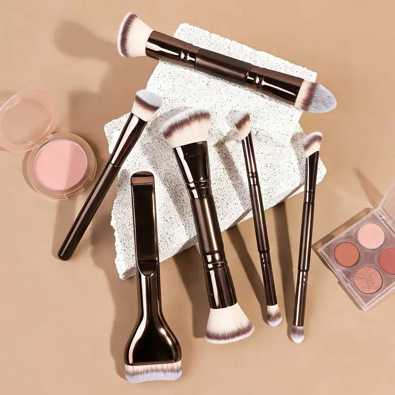 Professional Makeup Brush Set 6/10/18 Pcs Portable Travel Dual-Ended Tools