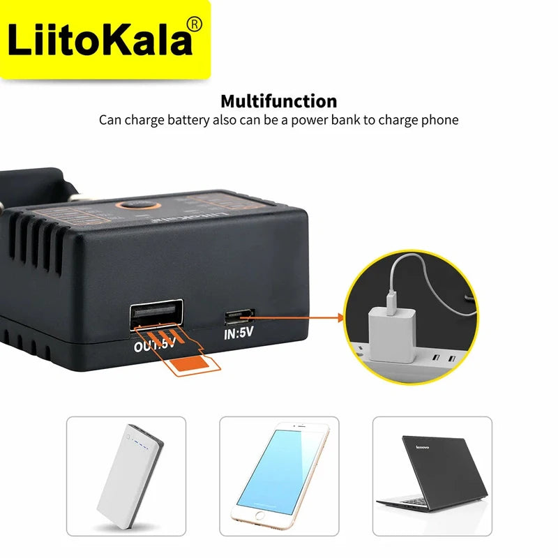 Universal Battery Charger for Li-ion and NiMH Batteries, 18650, 14500, 26650 & More