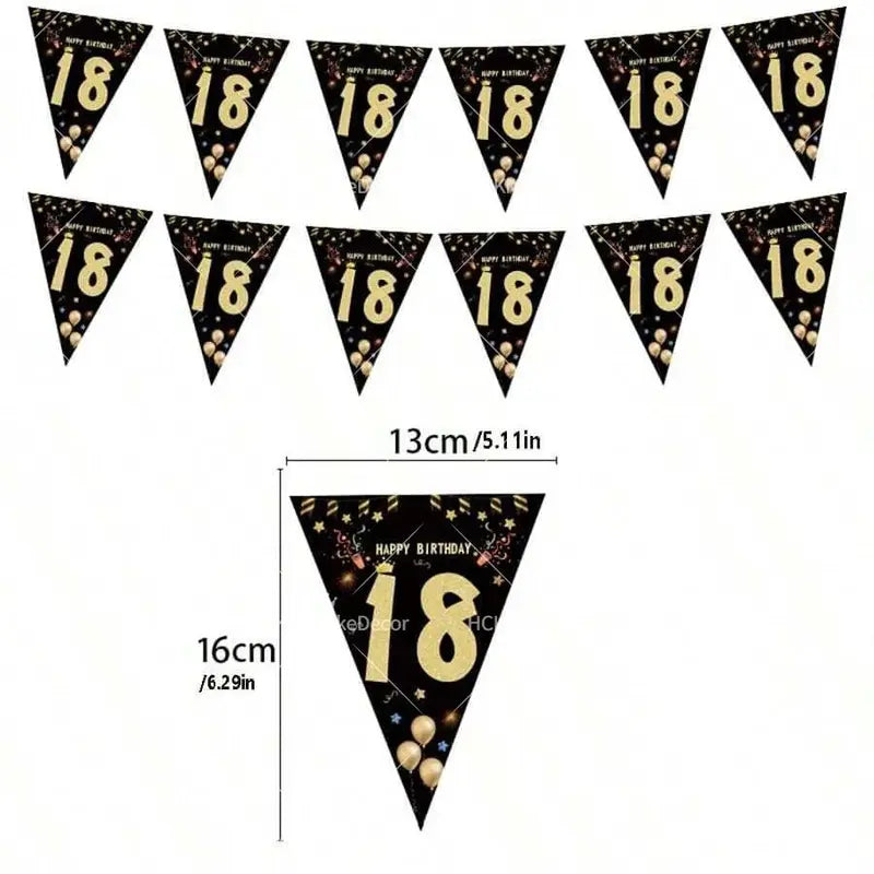 Happy Birthday Bunting Banner for Milestone Celebrations - Triangle Flag Garland