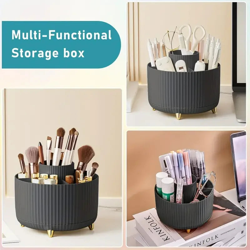 Rotating 5 Slot Makeup Brush Organizer Holder - Multi-Functional Vanity Storage