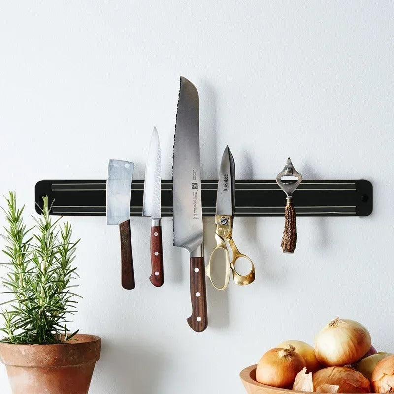 Magnetic Stainless Steel Wall-Mount Knife Holder - Kitchen Organizer