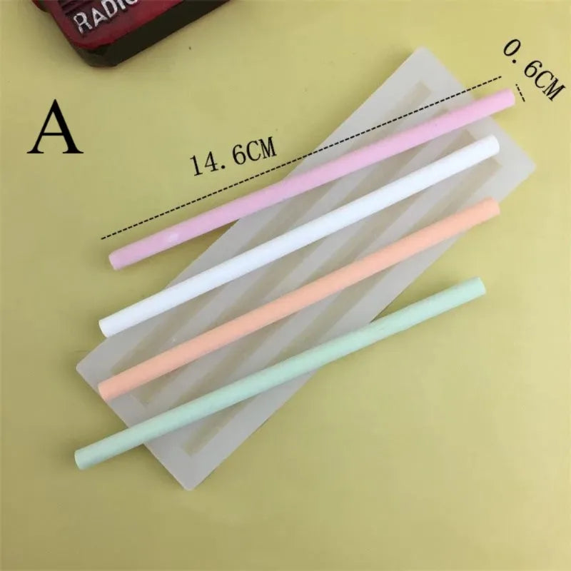 Sealing Wax Stick Silicone Mold for Candle & Cake Decoration - Half Round Long Strip