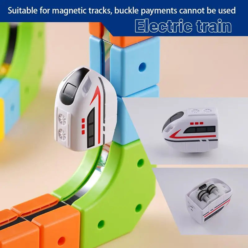 Magnetic Electric Train Toy Set for Toddlers - Battery Operated Locomotive & Building Blocks