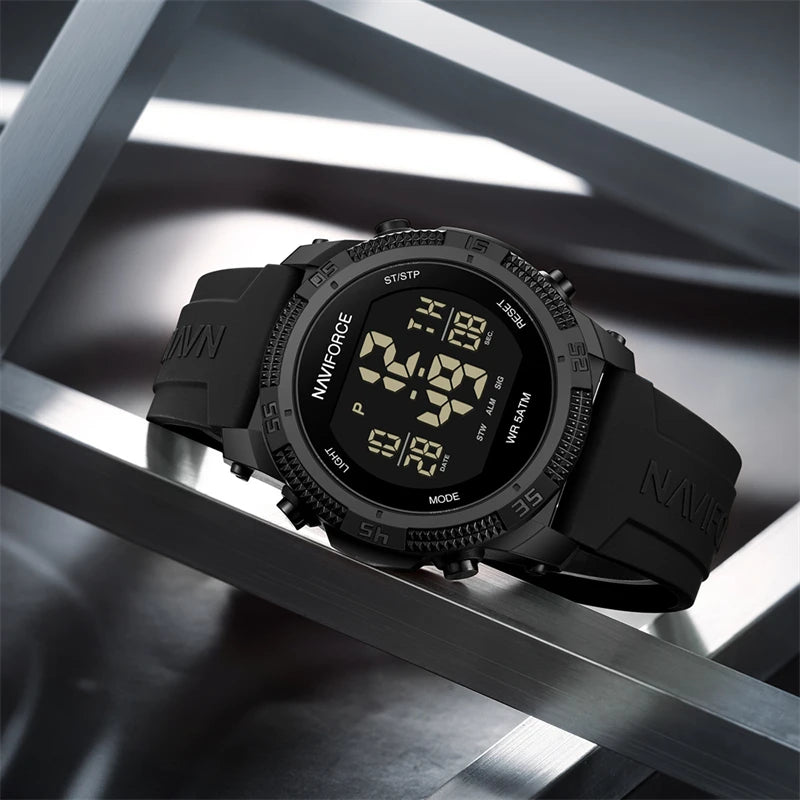 Men's Luxury Water-Resistant Digital Watch with Silicone Strap - Multiple Colors