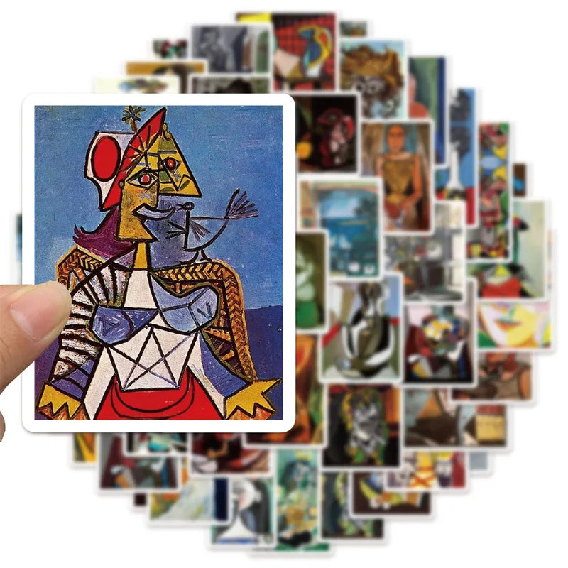 50PCS Waterproof Abstract Art Oil Painting Stickers for Scrapbooking Luggage & Skateboards