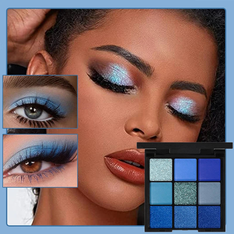 9-Color Matte Glitter Eyeshadow Palette - Waterproof Natural Finish for Festival & Party Makeup
