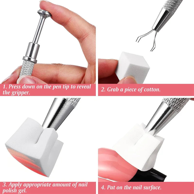Nail Art Sponge Set with Gripping Pen for Gradient Manicure DIY Nail Tools