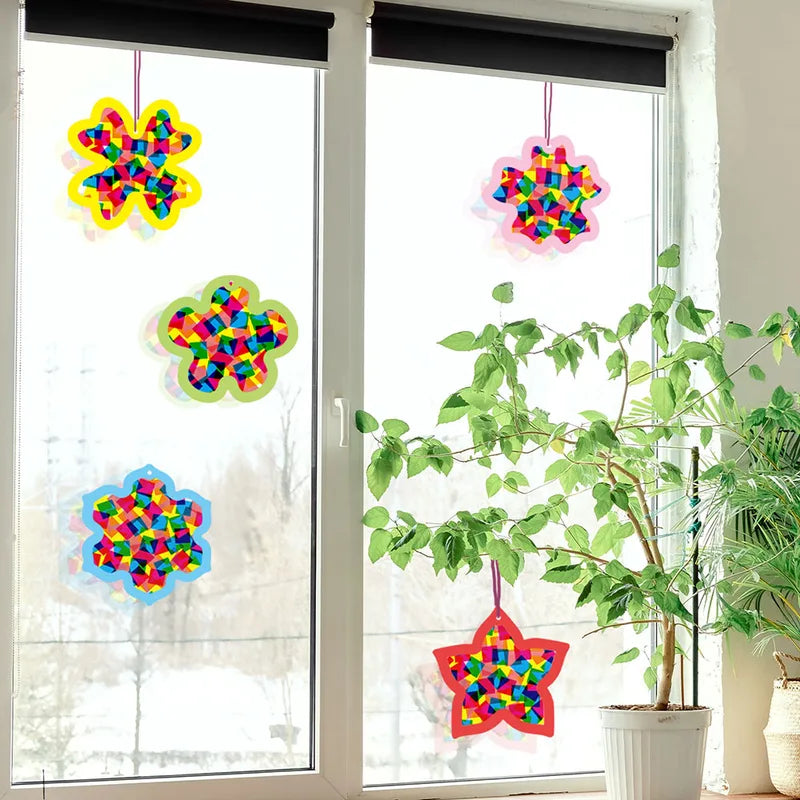 Kids Paper Cutting Art Kit for Window Decor DIY Craft Supplies Set
