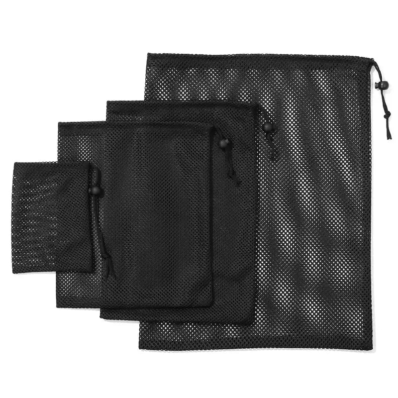 Multi-Purpose Mesh Drawstring Storage Pouch for Travel, Laundry, and Outdoor Activities
