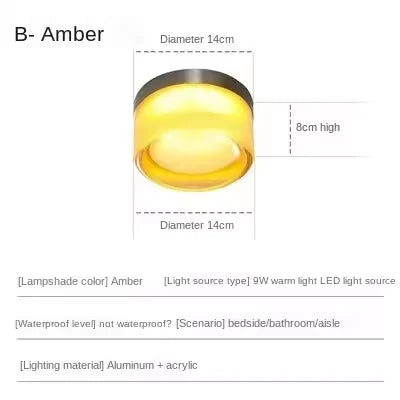 Modern LED Wall Lamp for Living Room Amber Jelly Decor Wall Sconce Smoke Grey