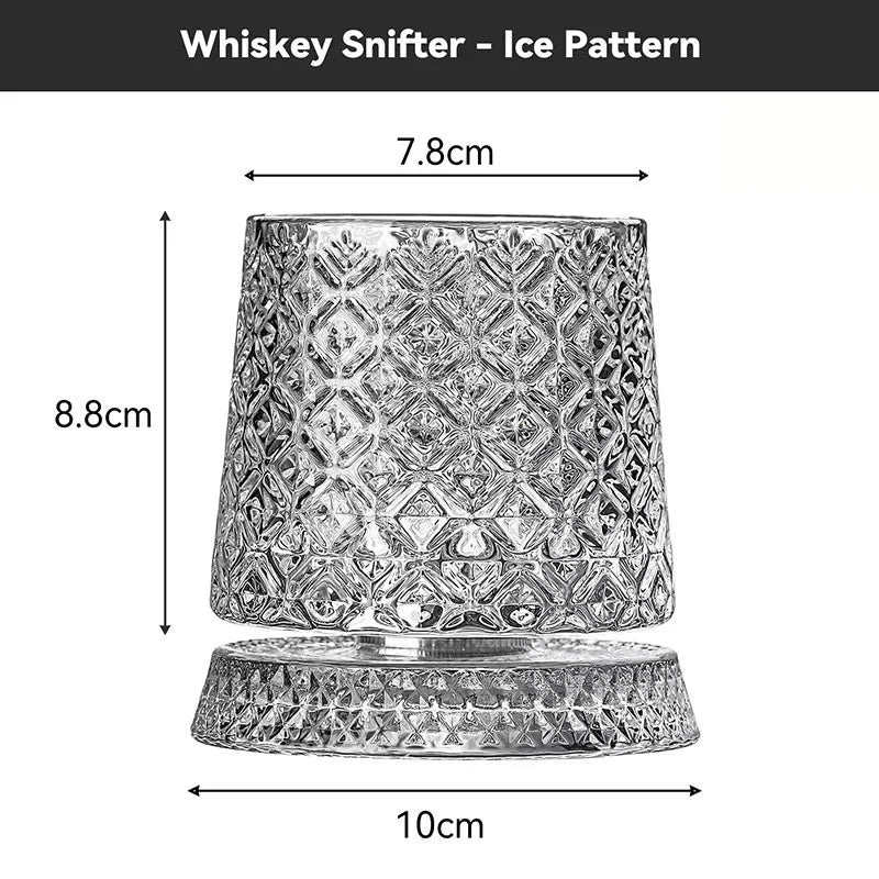 Rotating Whiskey Glass 360 Degree Crystal Beer Glass Thick Base for Bourbon Scotch