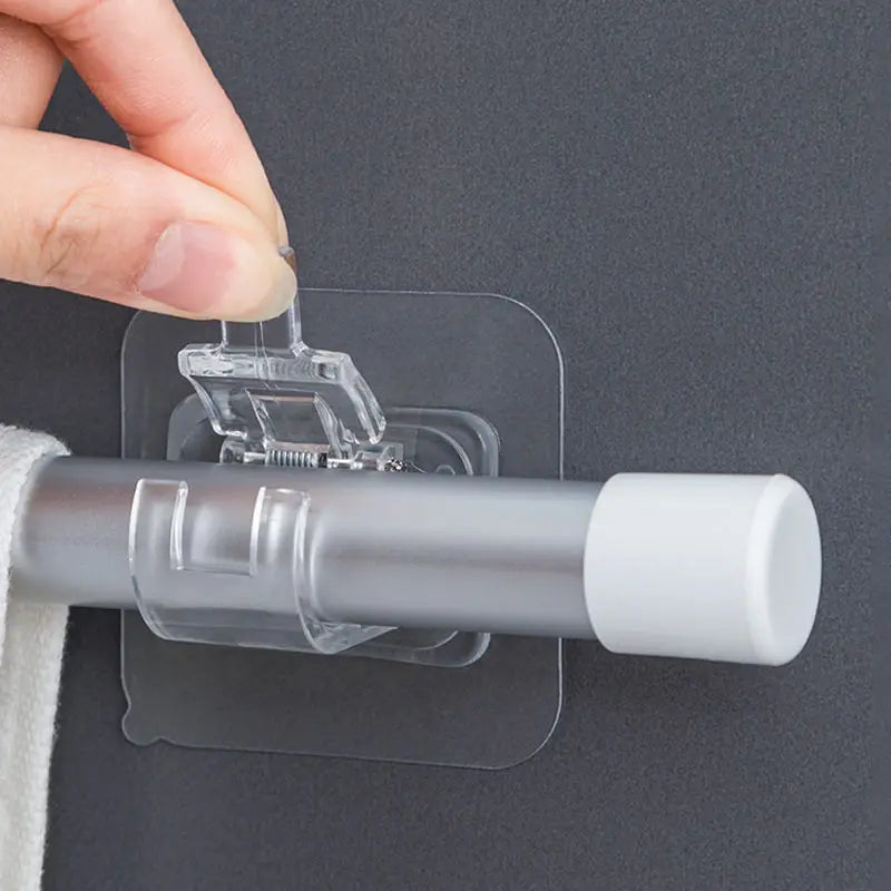 Self Adhesive Hooks for Shower Curtain Rods - Punch-Free Household Organizer