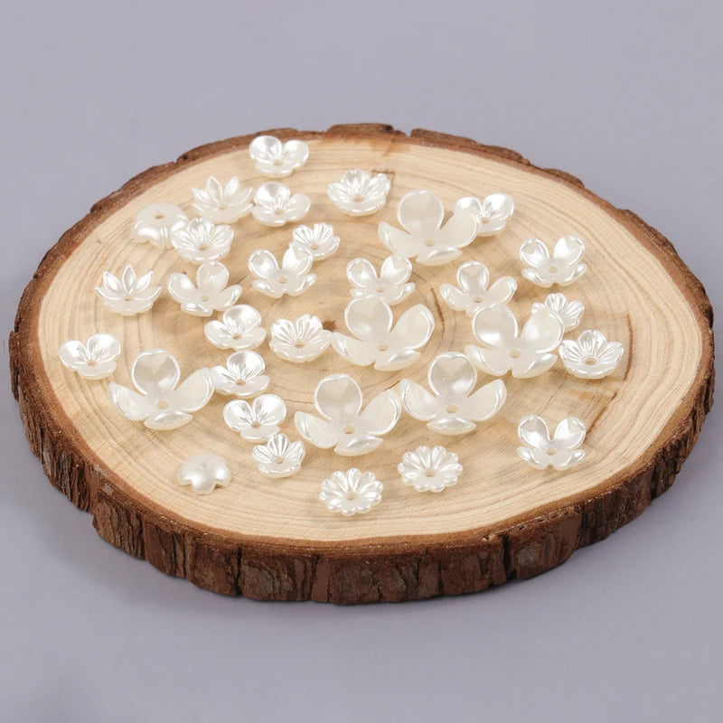DIY Jewelry Bead Caps - 50 or 100pcs ABS Flower Imitation Pearl Beads for Bracelets & Necklaces