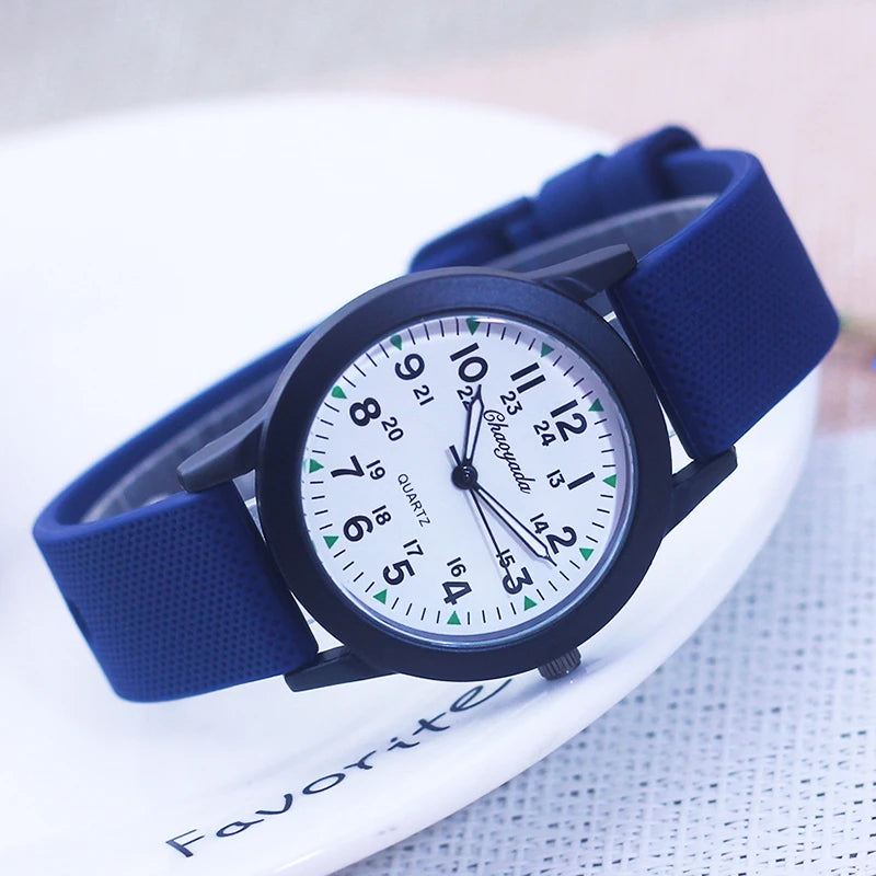 Children's Luminous Sports Watch with Silicone Strap - Waterproof Quartz Wristwatch