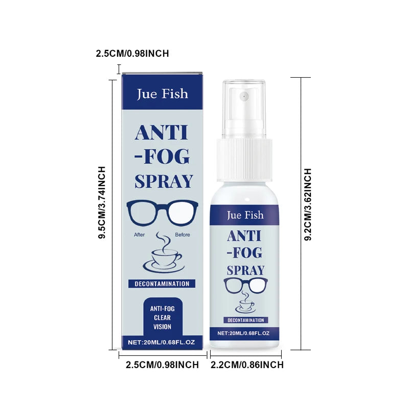Eyeglass Anti-Fog Spray 20ml - Lens Cleaner & Scratch Remover, Waterproof & Gentle Formula