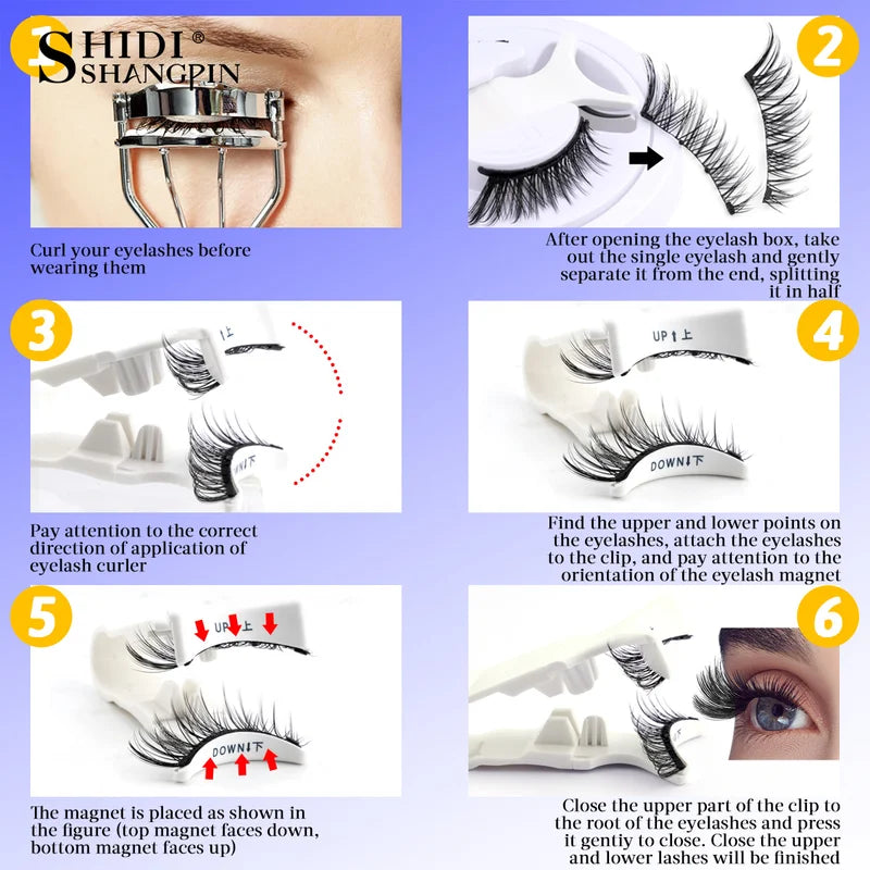 Magnetic False Eyelash Kit - Reusable Fluffy Natural 3D Magnet Band Waterproof