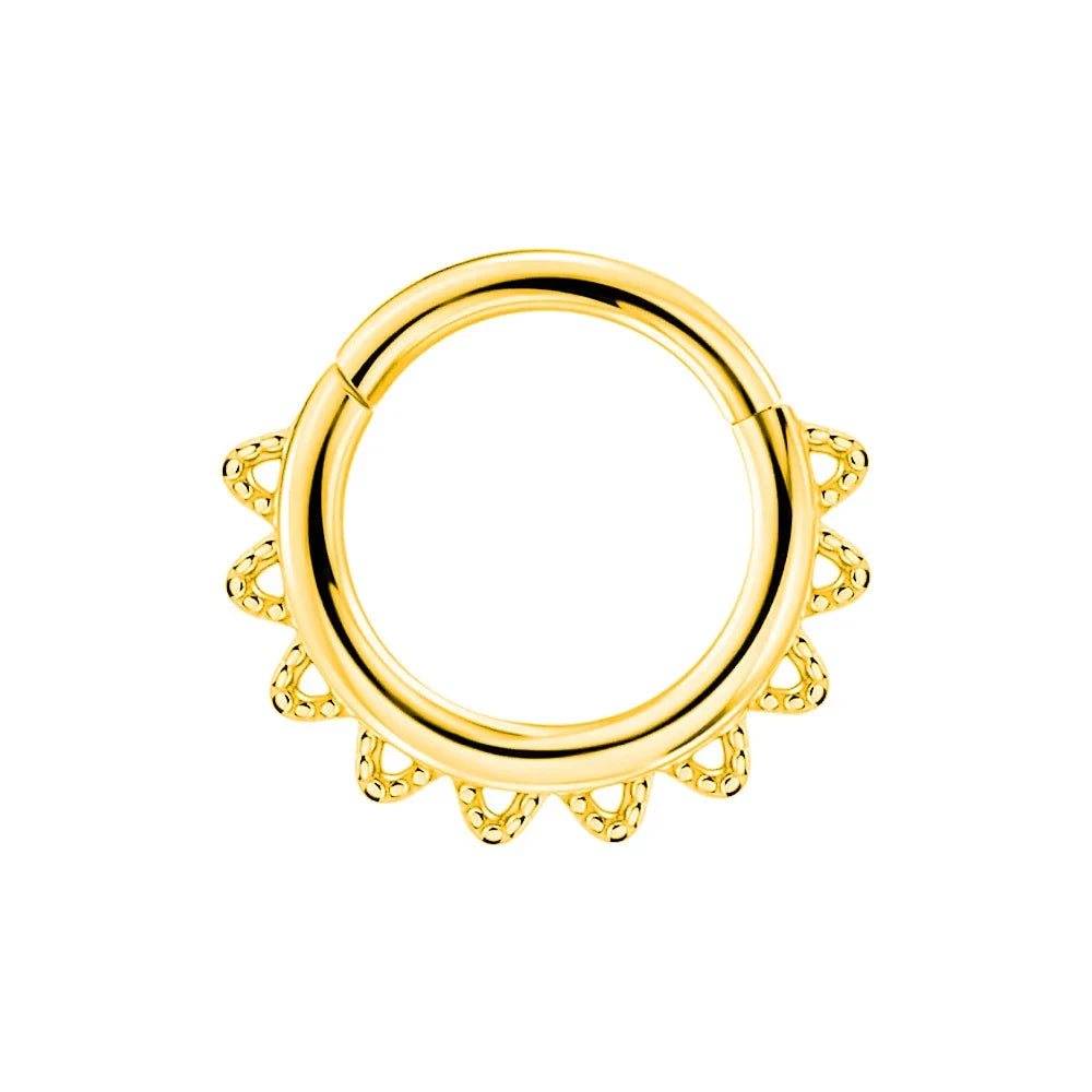 Sunflower Septum Piercing Clicker Hoop Jewelry - Hypoallergenic Steel