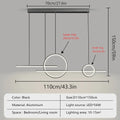 Dimmable LED Pendant Light for Living Room Kitchen Bar Hotel 110cm Black/White