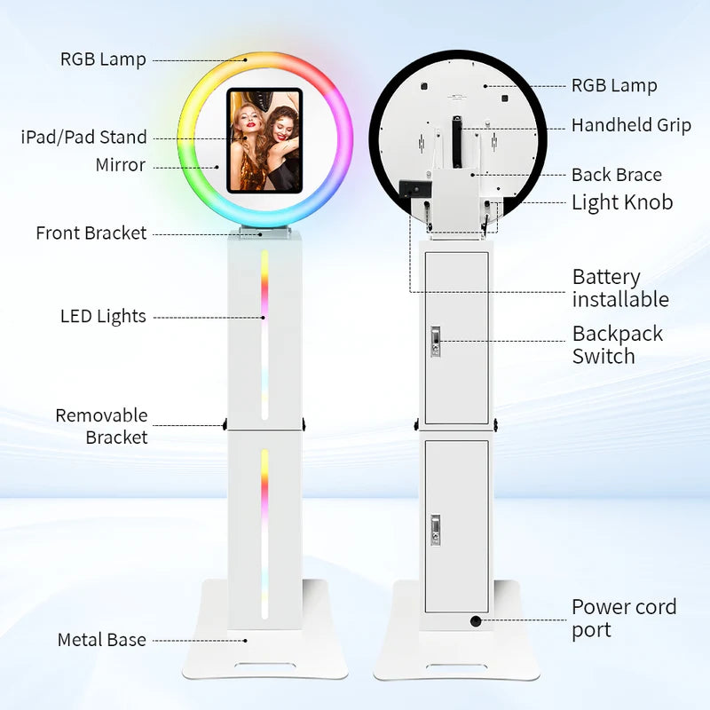Portable LED Photo Booth for iPad 10.2-13 Inch Weddings & Events