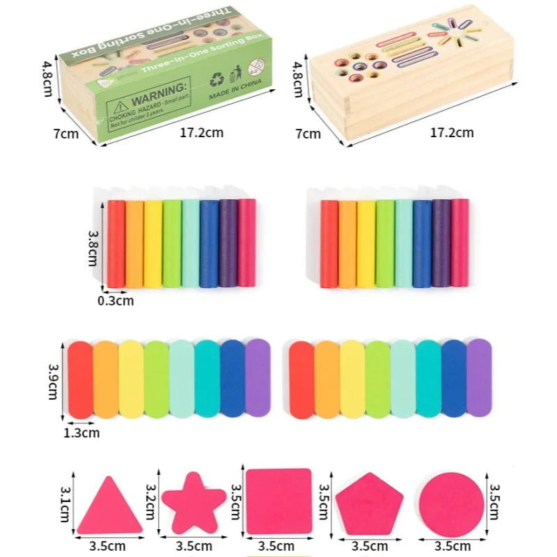 Wooden Shape Sorting Toy for Preschool - Educational Geometric Blocks Set