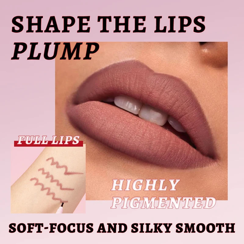 Matte Waterproof Lip Liner Pencil - Natural Lip Contour & Lipstick Effect