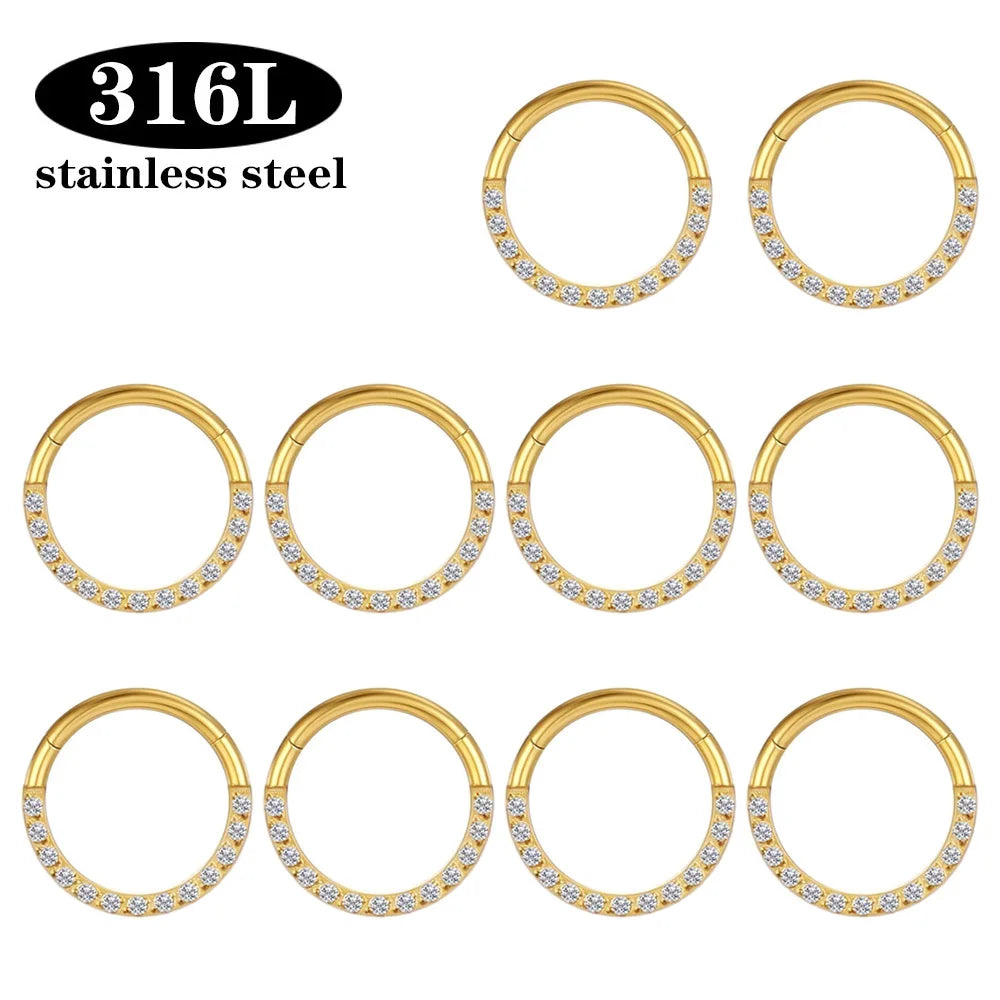 1/10PCS Stainless Steel Nose Ring Hoop Earring Piercing Body Jewelry for Women