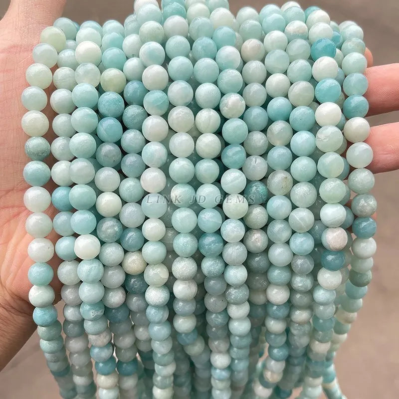Natural Amazonite Stone Beads Round Loose Jewelry Making Beads 5-12mm
