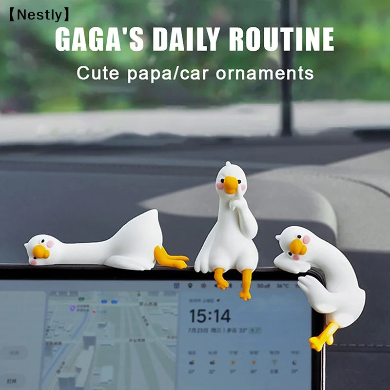Cute Resin Animal Decor for Desk Car Monitor - 3D Duck Figurine Gift