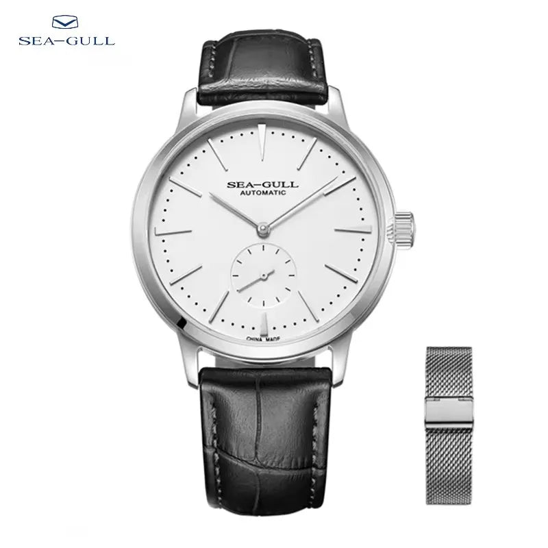 Men's Mechanical Wristwatch with 50m Waterproof Leather Strap Business Watch