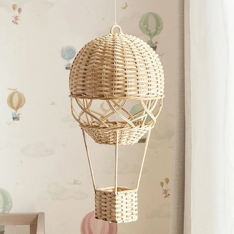 Handmade Rattan Hot Air Balloon Wall Hanging Kids Room Decor Photography Prop